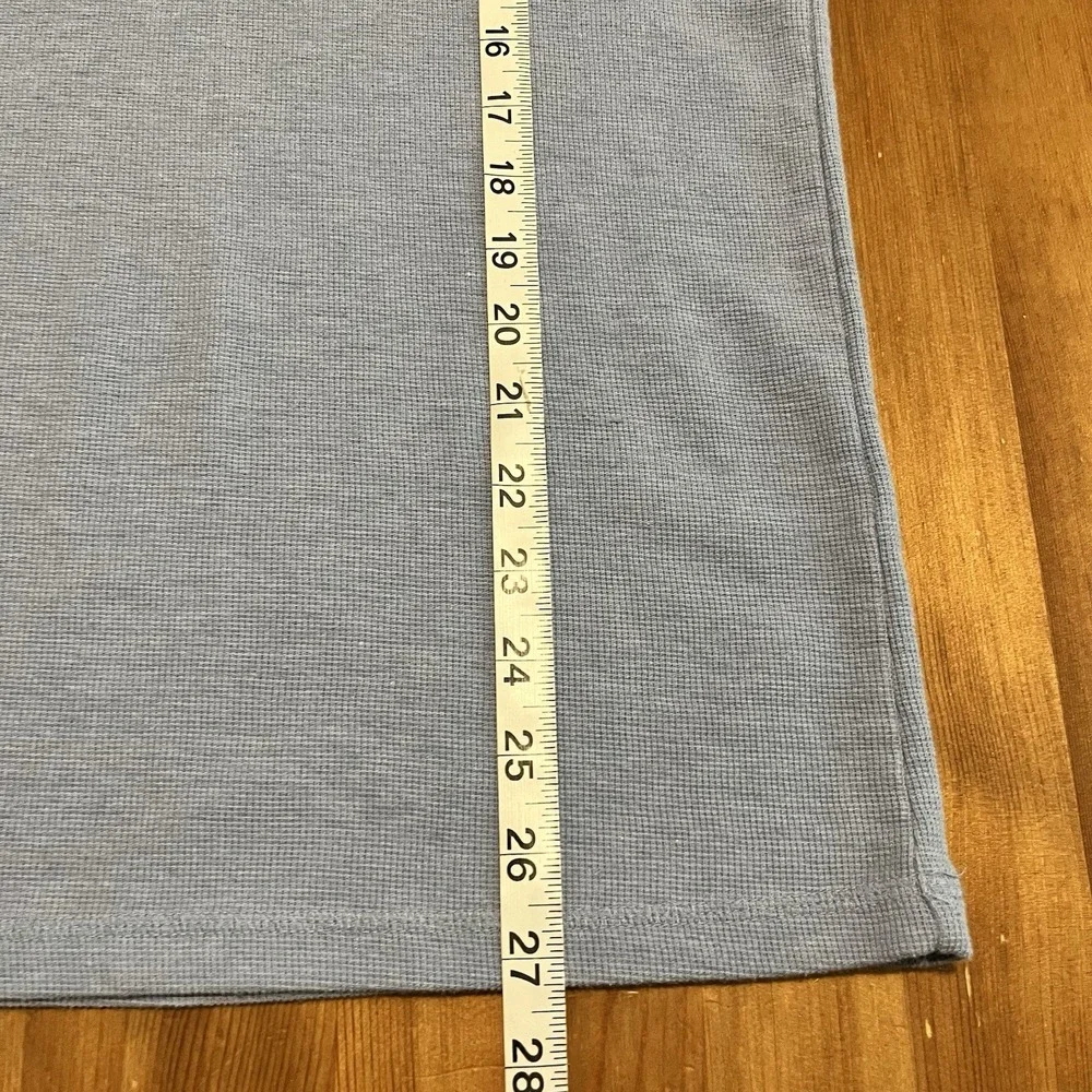 Banana Republic Henley Shirt Men's Medium Waffle Knit Cotton Blend Light Blue LS